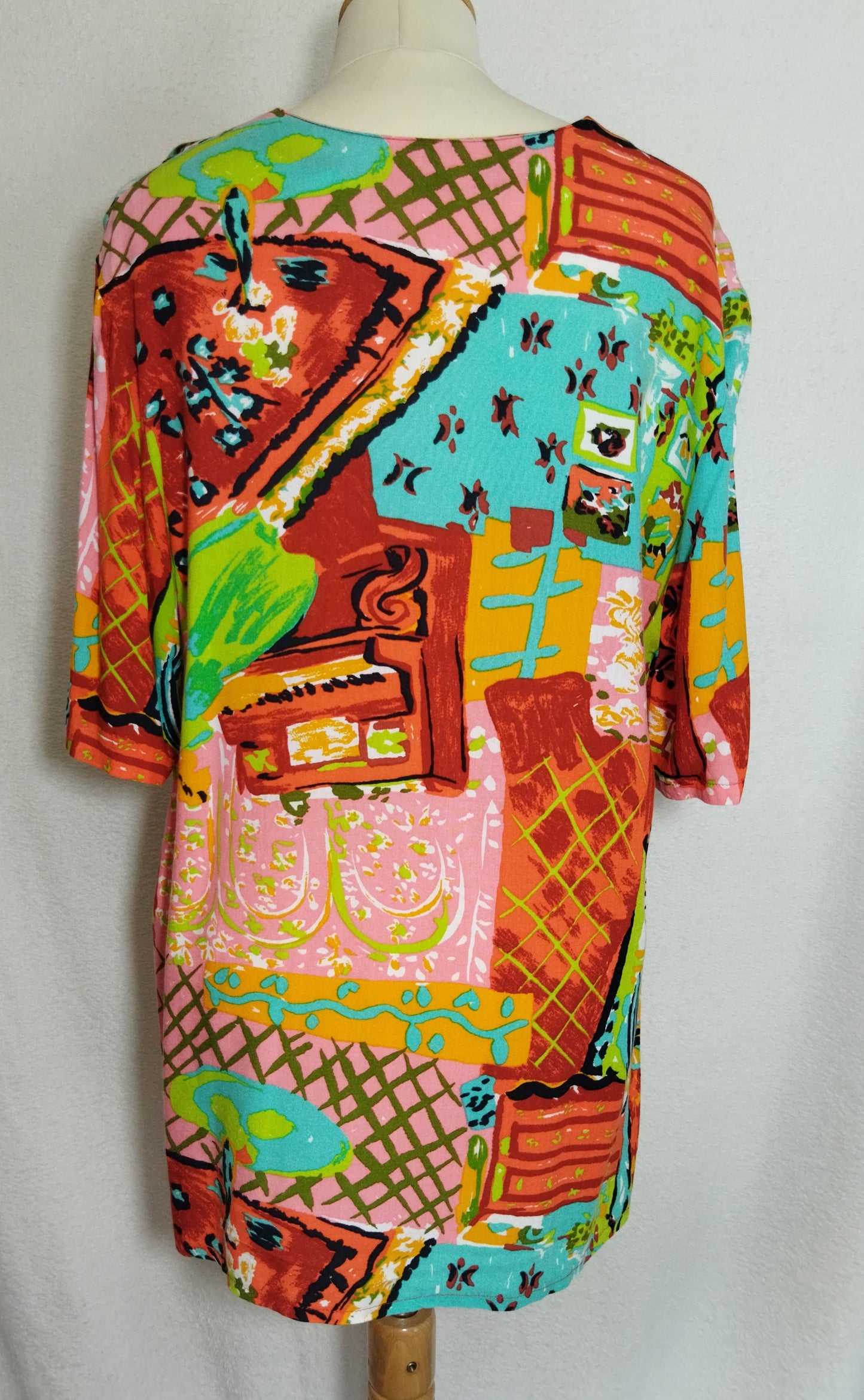 Bunte Bluse crazy print Gr. L / XL